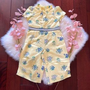 NWT Janie and Jack yellow floral spring short sleeve high neck romper girls 2T!